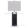 Best selling square black table lamp with wood stand with power outlet for USA